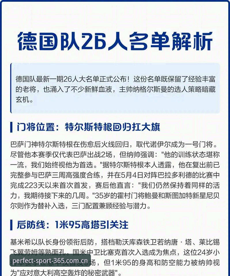 德国队26人世界杯名单详解：诺伊尔回归与卡尔入选的技术分析